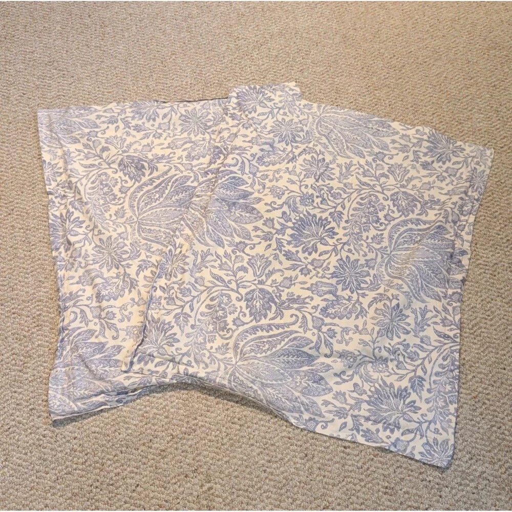Lauren Ralph Lauren Country Floral Damask Pillow Shams Blue Cottage Set of 2